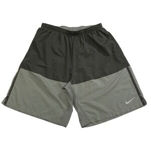Nike Dri-FIT Running Shorts Mens Large Gray Black Colorblock Zipper Pocket L